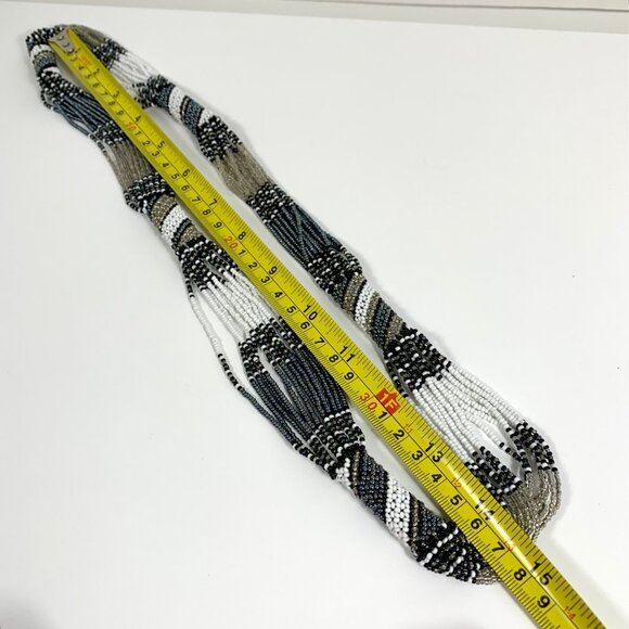 Handcrafted Multicolor Glass Beaded Tribal Necklace 28" Long - Picture 3 of 4